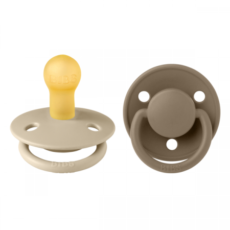 Imbracaminte si Accesorii - BIBS - Set 2 suzete De Lux Latex, tetina rotunda, 0 luni +-Vanilla/Dark Oak
