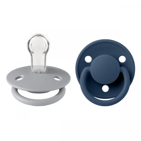 Imbracaminte si Accesorii - BIBS - Set 2 suzete De Lux Silicon, tetina rotunda, marime universala-Cloud/Steel Blue