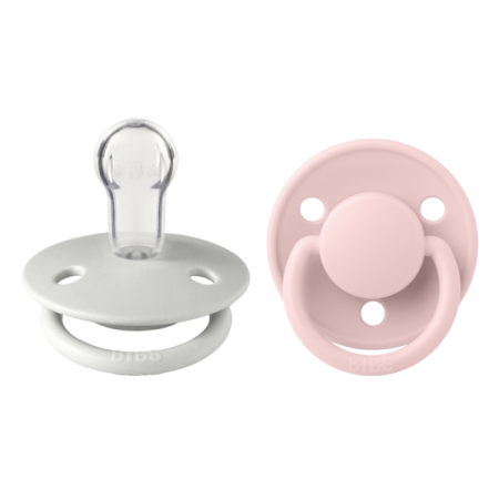 Imbracaminte si Accesorii - BIBS - Set 2 suzete De Lux Silicon, tetina rotunda, marime universala-Haze/Blossom