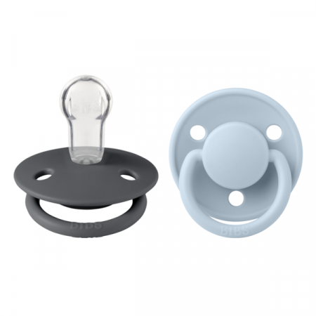 Imbracaminte si Accesorii - BIBS - Set 2 suzete De Lux Silicon, tetina rotunda, marime universala-Iron/Baby Blue