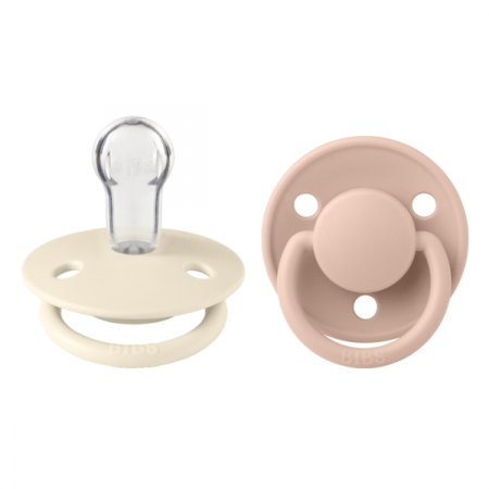 Imbracaminte si Accesorii - BIBS - Set 2 suzete De Lux Silicon, tetina rotunda, marime universala-Ivory/Blush