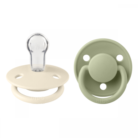 Imbracaminte si Accesorii - BIBS - Set 2 suzete De Lux Silicon, tetina rotunda, marime universala-Ivory/Sage