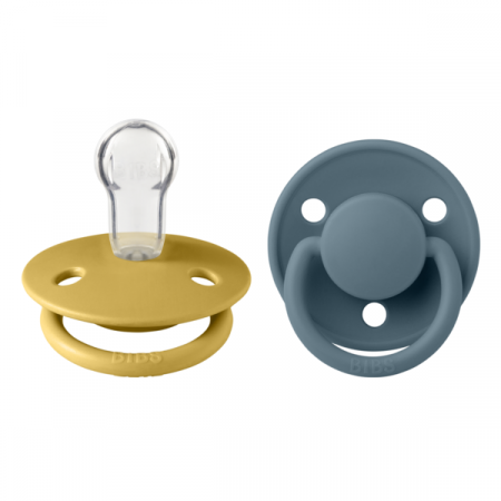 Imbracaminte si Accesorii - BIBS - Set 2 suzete De Lux Silicon, tetina rotunda, marime universala-Mustard/Petrol