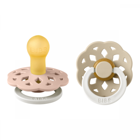 Imbracaminte si Accesorii - BIBS - Set 2 suzete fosforescente Boheme Glow Latex, tetina rotunda, 0 luni +-Blush/Vanilla