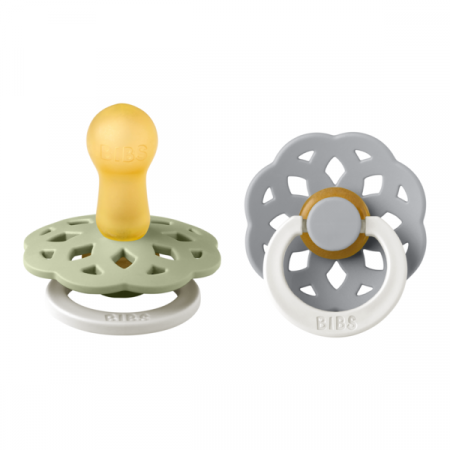 Imbracaminte si Accesorii - BIBS - Set 2 suzete fosforescente Boheme GLOW Latex, tetina rotunda, 6 luni +