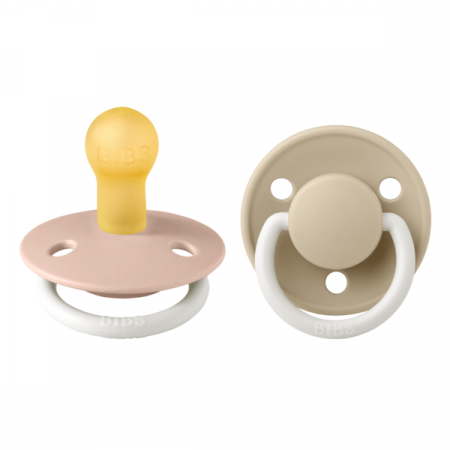 Imbracaminte si Accesorii - BIBS - Set 2 suzete Fosforescente De Lux Glow Latex, tetina rotunda, 0 luni +-Blush/Vanilla