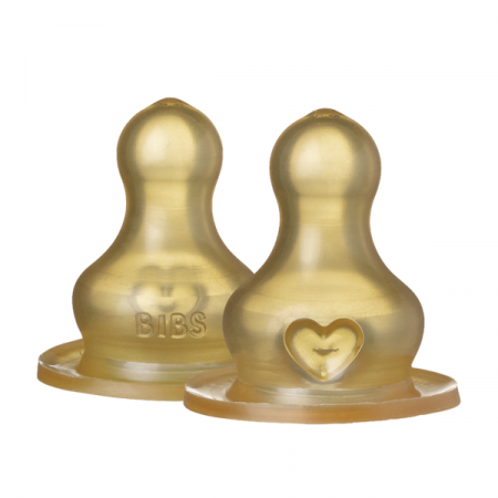 Alaptare si Hranire - BIBS - Set 2 tetine pentru biberon, Latex, cu flux lent