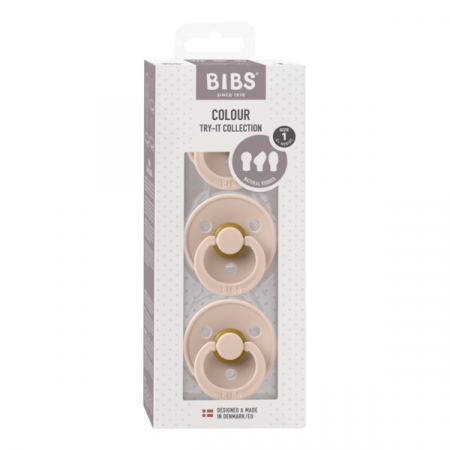 BIBS - Set 3 suzete Colour Latex, tetina rotunda, simetrica & anatomica 0 luni +-Blush [7]