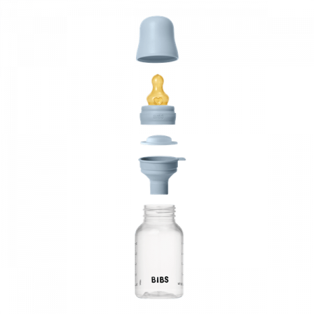 BIBS - Set complet biberon anticolici PP fara BPA, 150 ml, Latex, Baby Blue [2]