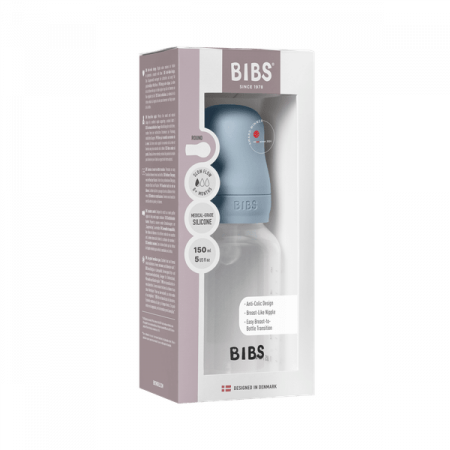 BIBS - Set complet biberon anticolici PP fara BPA, 150 ml, Silicon, Baby Blue [2]