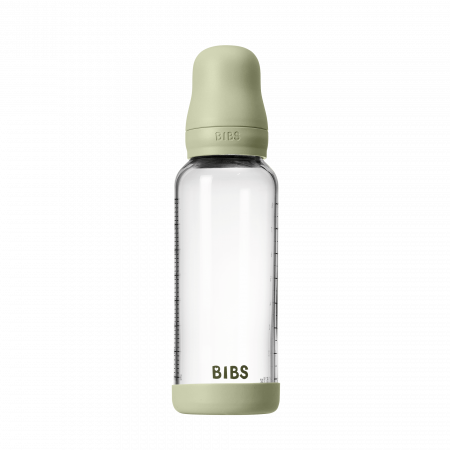 BIBS - Set complet biberon din sticla anticolici cu tetina din latex, flux mediu, 240 ml, Sage [1]