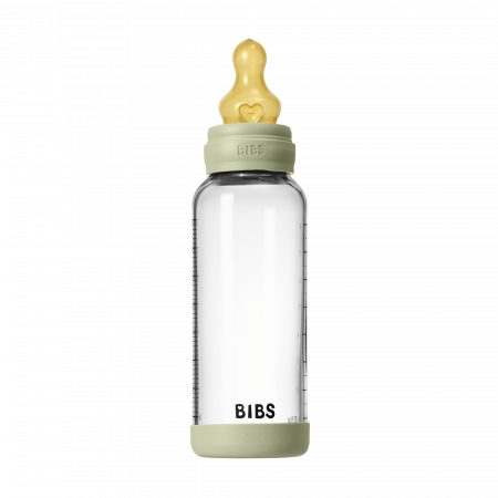 BIBS - Set complet biberon din sticla anticolici cu tetina din latex, flux mediu, 240 ml, Sage [4]