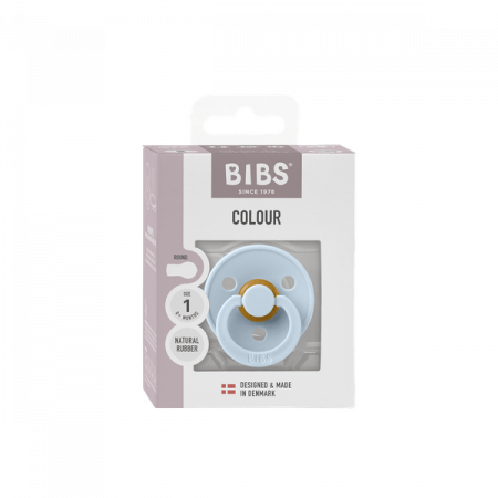 BIBS - Suzeta Colour Latex, tetina rotunda, 0+ luni, ambalaj premium-Baby Blue [1]