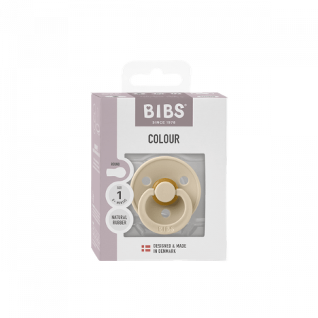 BIBS - Suzeta Colour Latex, tetina rotunda, 0+ luni, ambalaj premium-Vanilla [1]