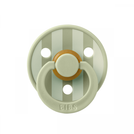 BIBS - Suzeta Colour Studio Collection Stripe Latex, tetina rotunda, 6 luni +-Sage [1]