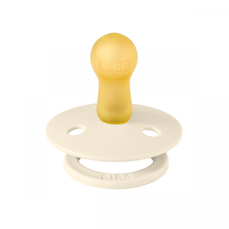 Imbracaminte si Accesorii - BIBS - Suzeta Studio Colour Flower Latex, tetina rotunda, 6 luni +-Ivory