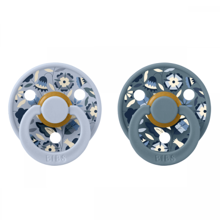BIBS x LIBERTY - Set 2 suzete Colour Bobo Latex, tetina rotunda, 0 luni+-Dusty Blue/Petrol [1]