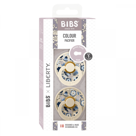BIBS x LIBERTY - Set 2 suzete Colour Bobo Latex, tetina rotunda, 0 luni+-Ivory/Vanilla [2]