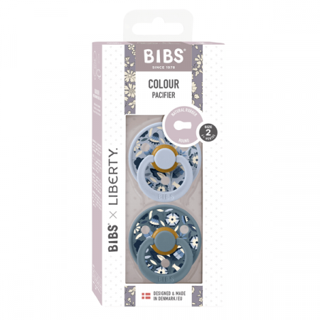 BIBS x LIBERTY - Set 2 suzete Colour Bobo Latex, tetina rotunda, 6 luni+-Dusty Blue/Petrol [1]