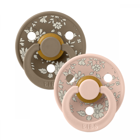 BIBS x LIBERTY - Set 2 suzete Colour Capel Latex, tetina rotunda, 0 luni+-Dark Oak/Blush [1]