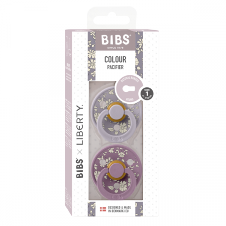 BIBS x LIBERTY - Set 2 suzete Colour Capel Latex, tetina rotunda, 0 luni+-Fossil Grey/Mauve [2]