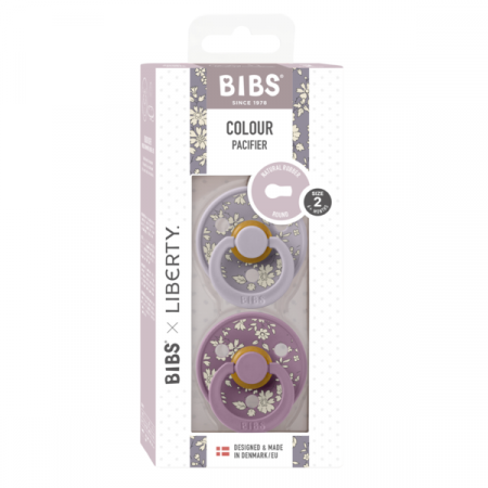 BIBS x LIBERTY - Set 2 suzete Colour Capel Latex, tetina rotunda, 6 luni+-Fossil Grey/Mauve [2]