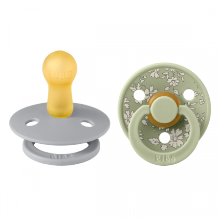 Imbracaminte si Accesorii - BIBS x LIBERTY - Set 2 suzete Colour Capel Latex, tetina rotunda, 6 luni+-Sage/Cloud