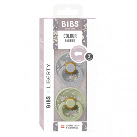 BIBS x LIBERTY - Set 2 suzete Colour Capel Latex, tetina rotunda, 6 luni+-Sage/Cloud [2]