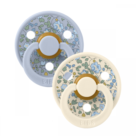 BIBS x LIBERTY - Set 2 suzete Colour Eloise Latex, tetina rotunda, 0 luni+- Dusty Blue/Ivory [1]