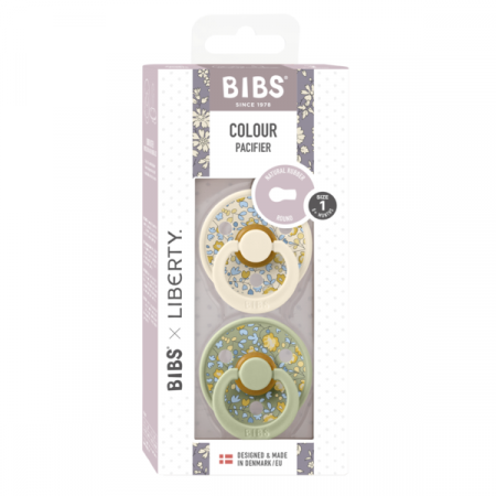 BIBS x LIBERTY - Set 2 suzete Colour Eloise Latex, tetina rotunda, 0 luni+-Ivory/Sage [2]