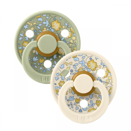 Imbracaminte si Accesorii - BIBS x LIBERTY - Set 2 suzete Colour Eloise Latex, tetina rotunda, 0 luni+-Ivory/Sage