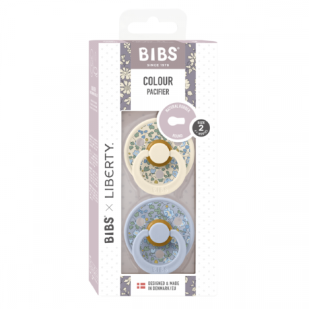 BIBS x LIBERTY - Set 2 suzete Colour Eloise Latex, tetina rotunda, 6 luni+- Dusty Blue/Ivory [2]