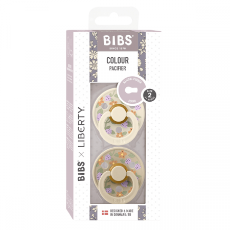 BIBS x LIBERTY - Set 2 suzete Colour Strawberries and Cream Latex, tetina rotunda, 6 luni+-Ivory/Vanilla [1]