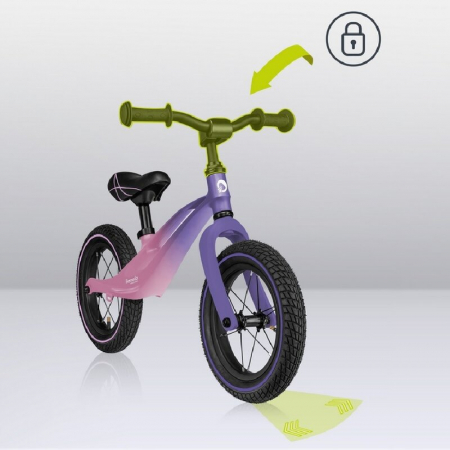 Bicicleta fara pedale, Lionelo, Bart Air, Usoara, Cu roti gonflabile, Cu cadru din magneziu, Cu ghidon si sa reglabile, Greutate 3.8 Kg, 12 inch, Conform cu standardul european de securitate EN71, Pin [16]
