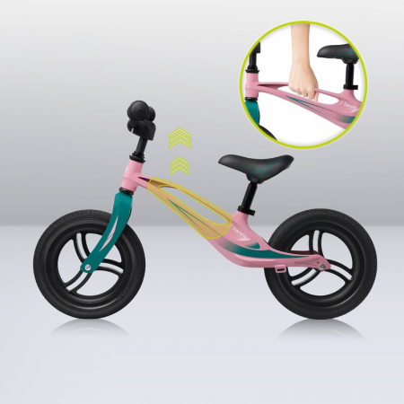 Bicicleta fara pedale, Lionelo, Bart Tour, Usoara, Cu cadru din magneziu, Cu ghidon si sa reglabile, Greutate 3.8 Kg, 12 inch, Conform cu standardul european de securitate EN71, Pink Bubblegum [11]