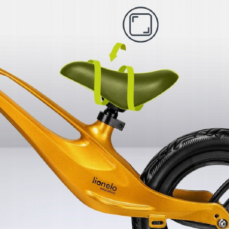 Bicicleta fara pedale, Lionelo, Bart, Usoara, Cu cadru din magneziu, Cu ghidon si sa reglabile, Greutate 3 Kg, 12 inch, Conform cu standardul european de securitate EN71, Auriu [23]