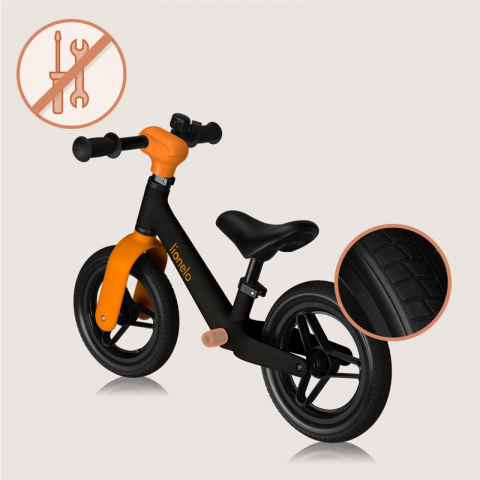 Bicicleta fara pedale, Lionelo, Toni, Cu ghidon si sa reglabile, Ultra usoara, 2.8 Kg, 18 luni+, Sustine 30 kg, Conform cu standardul EN71-1/2/3, Certificata TUV SUD, Portocaliu [15]