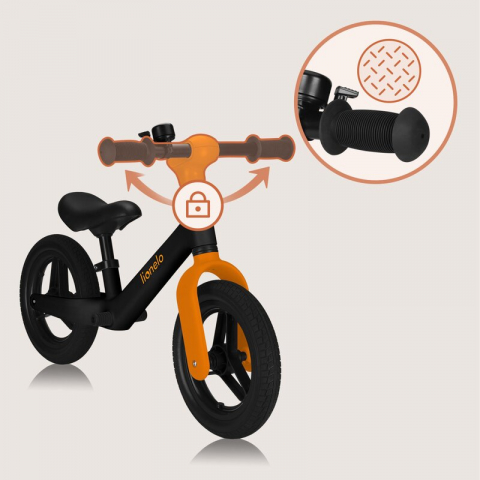 Bicicleta fara pedale, Lionelo, Toni, Cu ghidon si sa reglabile, Ultra usoara, 2.8 Kg, 18 luni+, Sustine 30 kg, Conform cu standardul EN71-1/2/3, Certificata TUV SUD, Portocaliu [16]