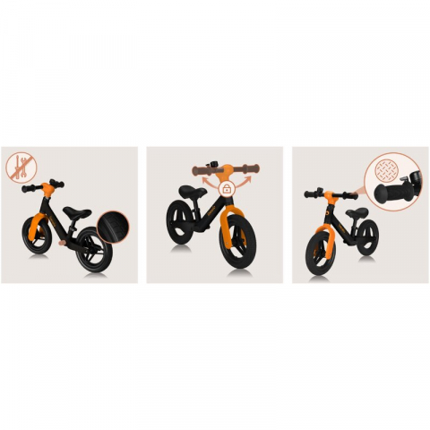 Bicicleta fara pedale, Lionelo, Toni, Cu ghidon si sa reglabile, Ultra usoara, 2.8 Kg, 18 luni+, Sustine 30 kg, Conform cu standardul EN71-1/2/3, Certificata TUV SUD, Portocaliu [19]
