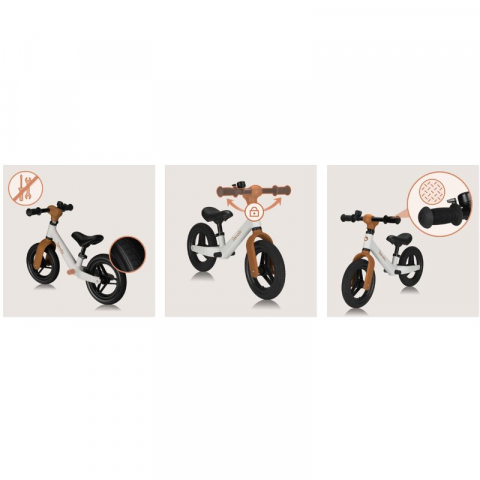 Bicicleta fara pedale, Lionelo, Toni, Cu ghidon si sa reglabile, Ultra usoara, 2.8 Kg, 18 luni+, Sustine 30 kg, Conform cu standardul EN71-1/2/3, Certificata TUV SUD, Bej [19]