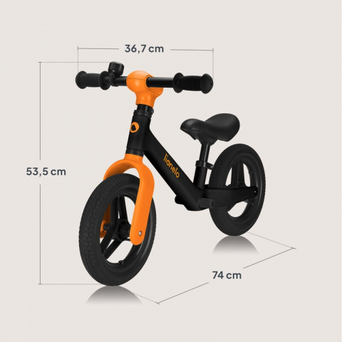 Bicicleta fara pedale, Lionelo, Toni, Cu ghidon si sa reglabile, Ultra usoara, 2.8 Kg, 18 luni+, Sustine 30 kg, Conform cu standardul EN71-1/2/3, Certificata TUV SUD, Portocaliu [18]