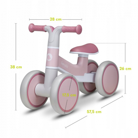 Bicicleta fara pedale, Lionelo, Villy, Cu 4 roti, Din spuma EVA si TPR, Stabila, Manere moi, antiderapante, 12- 36 luni, Sustine pana la 30 kg, Certificata EN 71-1:2014, EN 71-2:2011, EN 71-3:2019, Ro [23]