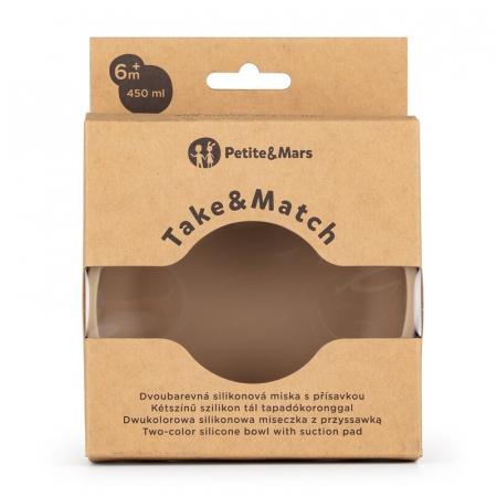 Bol, Petite&Mars, Take&Match, Cu ventuza, Silicon, Fara BPA, 450 ml, 6 luni+, Bej [3]