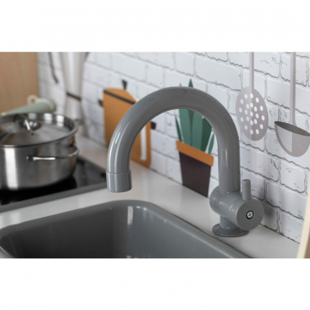 Bucatarie copii lemn, Free2Play, Mini Chef, Cu efecte de sunet si lumina, Cu accesorii, 70 x 30 x 104 cm, Conform cu standardele europene EN71-1;2018, EN71-2:2020, EN71-3:2021 [5]