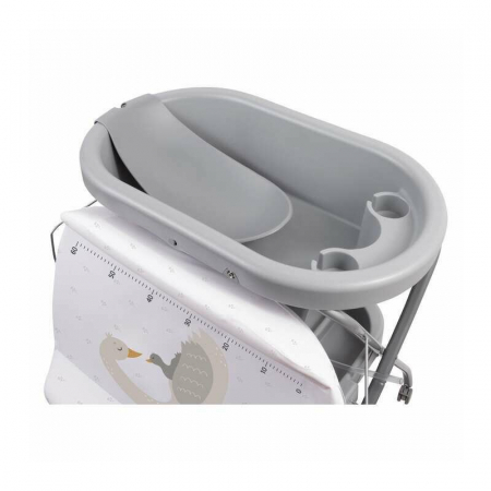 Cadita de baie, FreeON, Swan, Cu hamac pentru nou nascut si masa de infasat, Cu roti, Cu suport metalic, Conform cu standardul european de securitate EN 12221-1:2008+A1:2013, EN 17072:2018 [4]