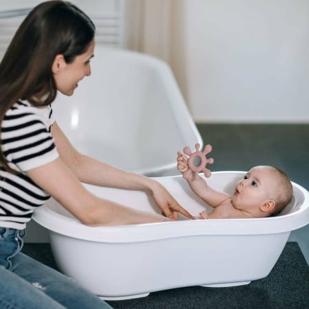 Cadita, FreeON, Cu doua parti antiderapante, Cu dop, Conform cu standardul european de securitate EN 17072:2018, 81x41x24 cm, White [5]