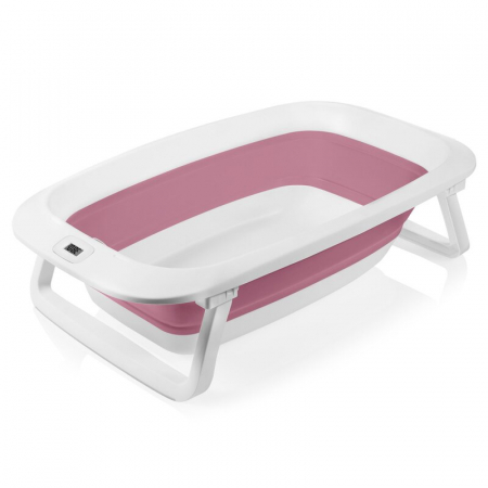 Cadita pliabila, Lionelo, Bubble, Suport anatomic si dop incluse, Cu termometru, Capacitate 50 l, 85 x 50 cm, Roz [6]