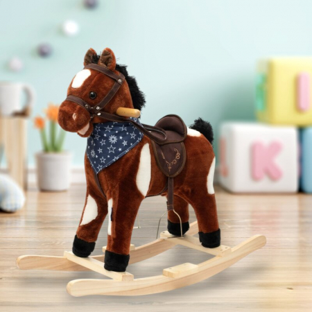 Calut balansoar din plus, Baby Mix, Arthur, Cu efecte de miscare a gurii, Cu melodie de cowboy si efect de galop, Maro Deschis [1]