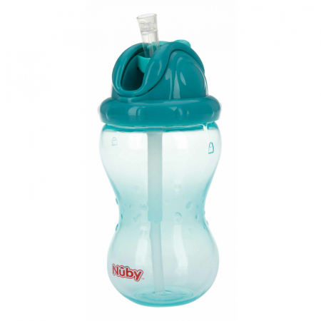 Alaptare si Hranire - Cana cu pai, Nuby, Anti-alunecare, Cu inchidere etansa, Plastic, 360 ml, 12+ luni, Albastru