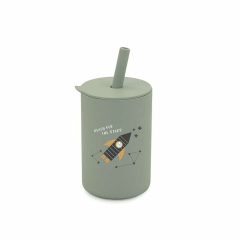 Alaptare si Hranire - Cana din silicon, Bocioland, Cu pai, 150 ml, Fara BPA, 6 luni+, Rocket